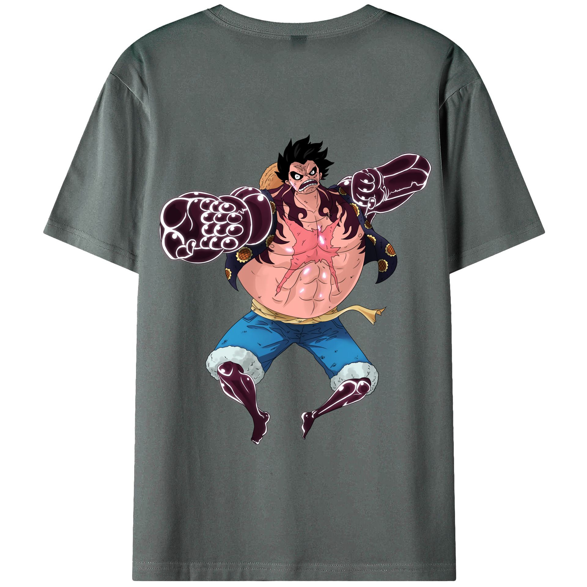 ワンピース モンキー・D・ルフィ ONE PIECE Monkey D. Luffy 綿100％半袖Tシャツ（背面プリント）